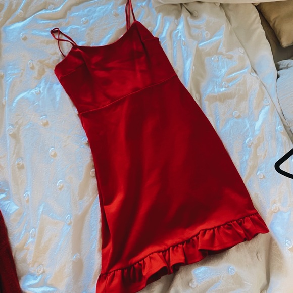 Red Ruffle Mini Dress - Picture 2 of 5